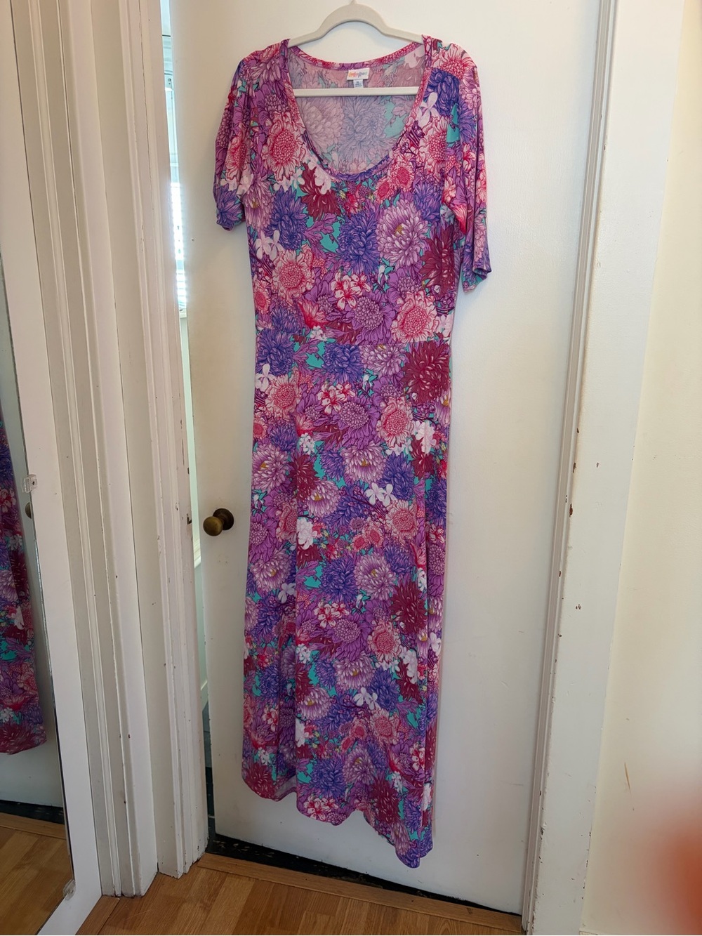 LuLaRoe Purple Floral Scoop-Neck Maxi Dress